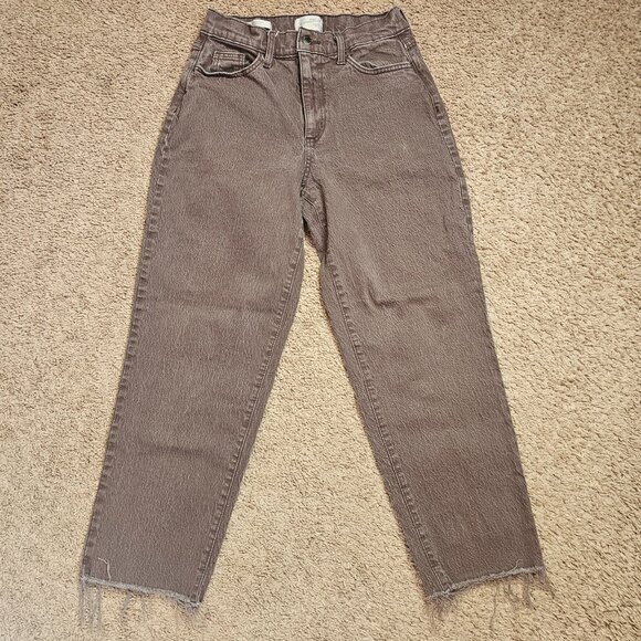 Universal Thread Denim - Universal Thread Jeans Womens 6/28R Brown Hi Rise Straight Raw Hem Denim Stretch